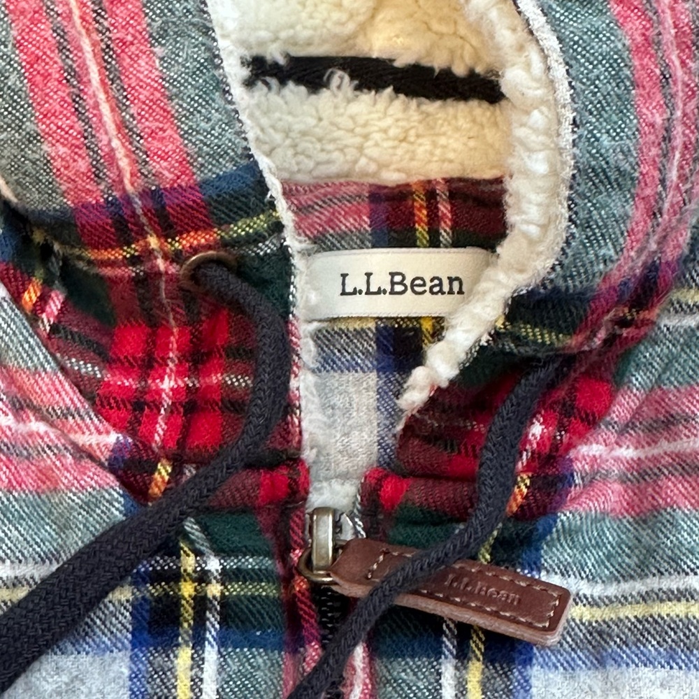 L.L. Bean Red and Blue Plaid Fleece Jacket